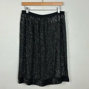 100% Pure Silk Black Sequin Skirt